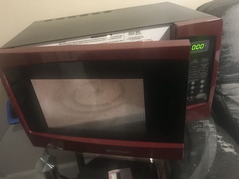 Red name-brand Microwave