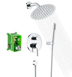 Summerain Modern 1-Handle 1-Spray Shower Faucet 1.8 GPM with Hand Shower in Chrome (Valve Included)