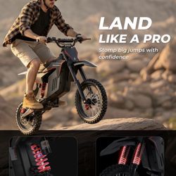 Skeri Electric Dirt Bike for Adults & Teens, 14"/12" Fat Tire 3200W Motor 37MPH Off-Road EBike, 48V 21Ah Battery Hydraulic Disc Brakes Dual Suspension