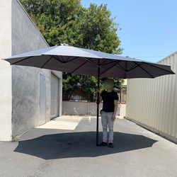 (New) $95 Large 15 FT Double Sided Umbrella Outdoor Patio, Red or Tan color (Weight base not included)