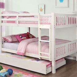 Brand New White Full Over Full Bunk Bed (Trundle Sold Separately)