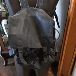 Heavy Black Leather Backpack