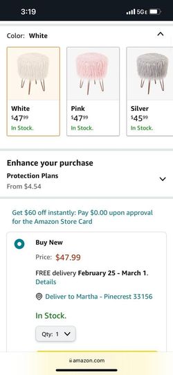 White Fur Vanity Stool