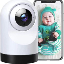 Baby Monitor, 360-degree Wi-Fi Home Security Camera, Indoor Camera with 1080P IR Night Vision, Motion Tracking, 2-Way Audio, Compatible with Alexa