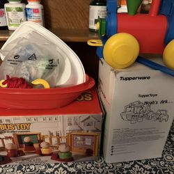 Tupperware TupperToys School Bus, Noah’s Arc, Boat, Train Vintage NEW 