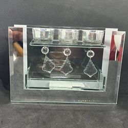 Contemporary Portruelas De 10”x7” 3 Candle Holder Chandelier/ 3 Crystal Prism