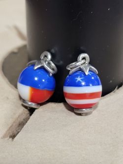 James Avery Stars And Stripes & texas flag Retired Glass Art Finial Sterling Silver Rare $550 each