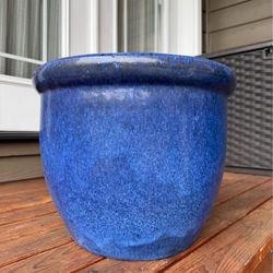 Blue ceramic garden 🪴 planter 12.5"h x 15"w