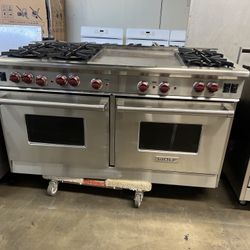 Wolf 60”Wide Gas Range Stove stainless Steel With 24”Griddle 