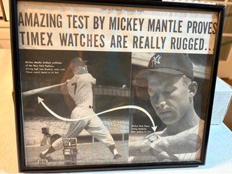 1953 Timex Mickey Mantle Watches Yankees Baseball Hitter Rugged VTG Print Ad
