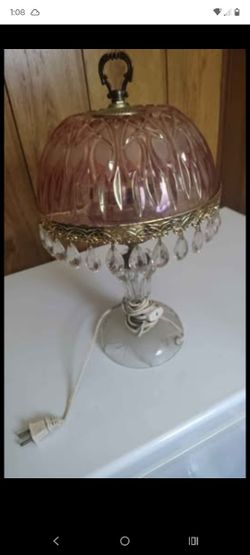 Vintage Michelotti Cranberry Pink Crystal glass lamp