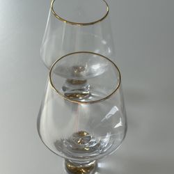 2 Gold Rim wine goblets. 