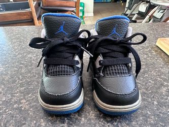 Blue , black and gray Jordans for kids