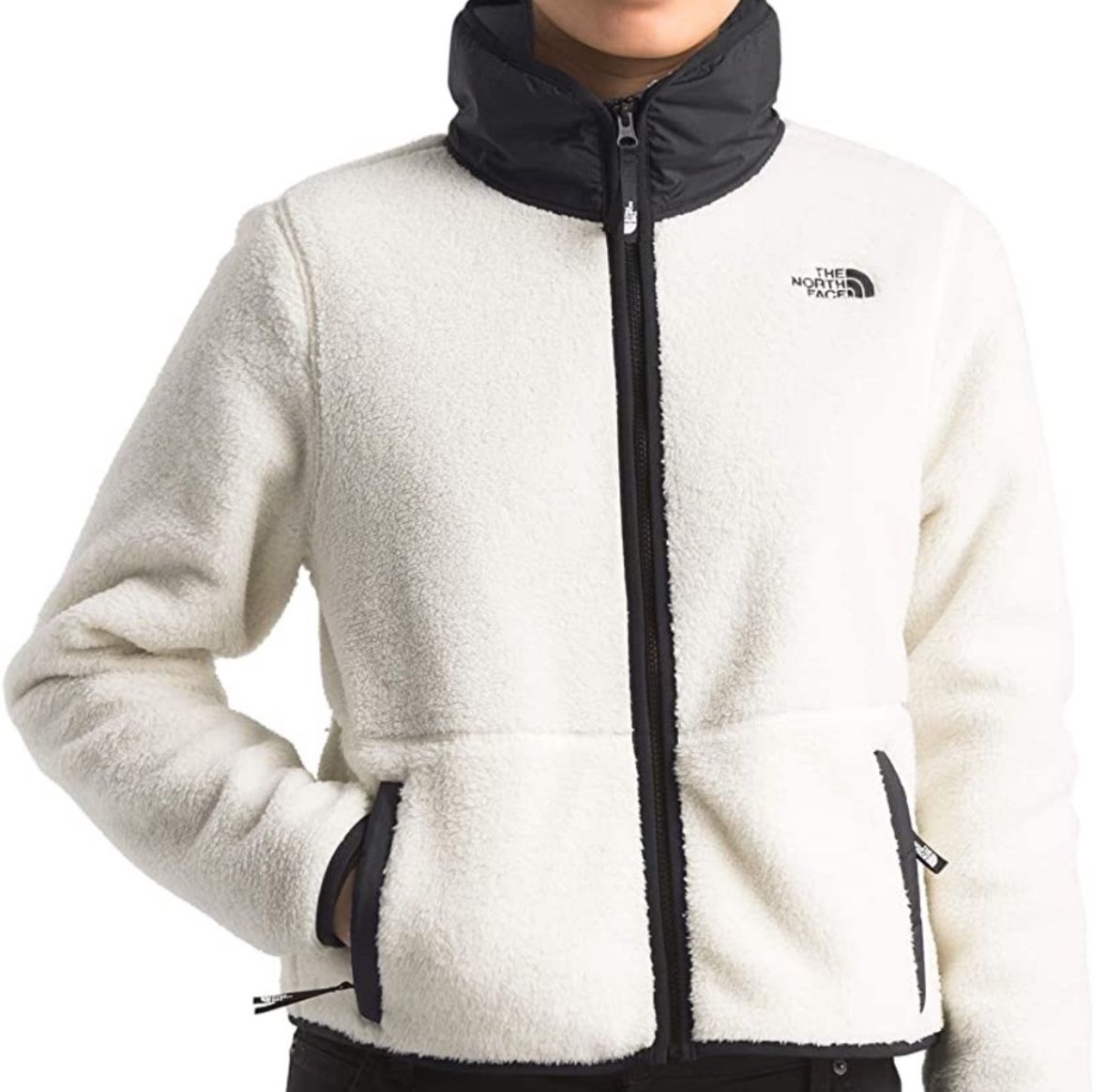 The North Face Women’s Small Dunraven Sherpa Cropped Jacket Full Zip White Black