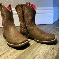 Ariat Girls Cowboy Boots Size 9 Brown And Pink 