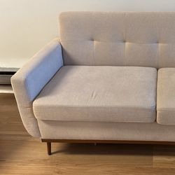 65" Mid Century Loveseat Sofa with linen fabric