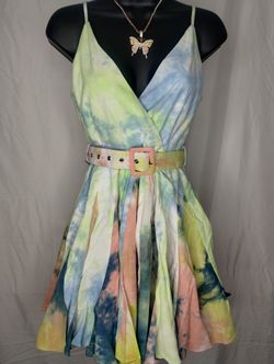 *Brand New*Tye Dye Skater Party Dress, Multiple Size Available, Adjustable Shoulder Straps, Side Zipper 