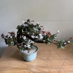 BEAUTIFUL ORIENTAL BONSAI GLASS FLOWER TREE 