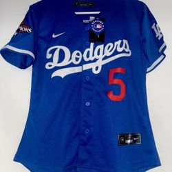 Women Dodgers Blue Freeman Jersey World Series Champion 