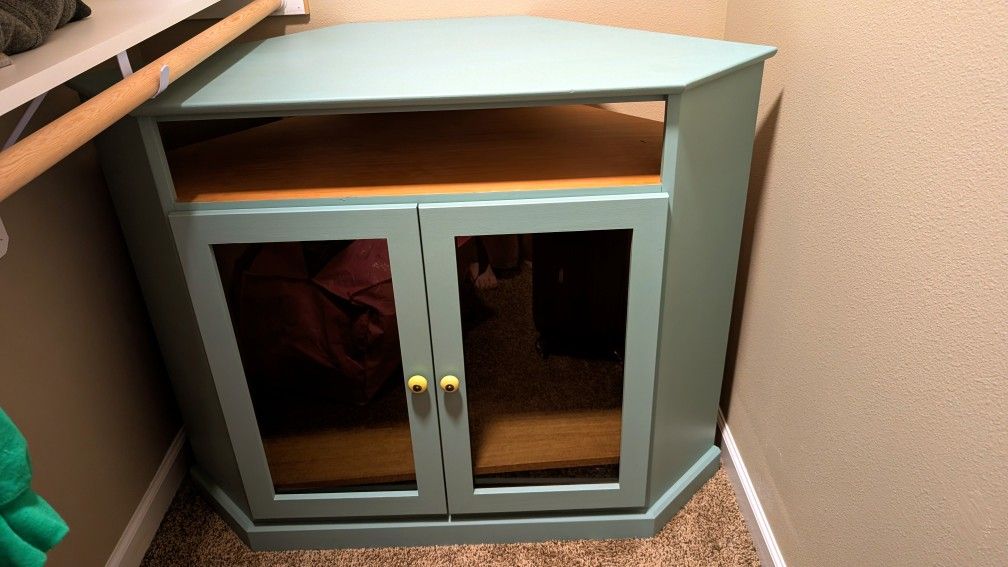 Corner TV Stand With Glass Doors