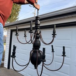 Large Black Farmhouse Chandelier – Multi-Light Fixture