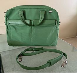 TUMI Bright Kelly Green Laptop Messenger Bag Nylon & Leather Shoulder Strap