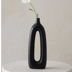 NEW / Sagebrook Home black ceramic open cut-out vase.