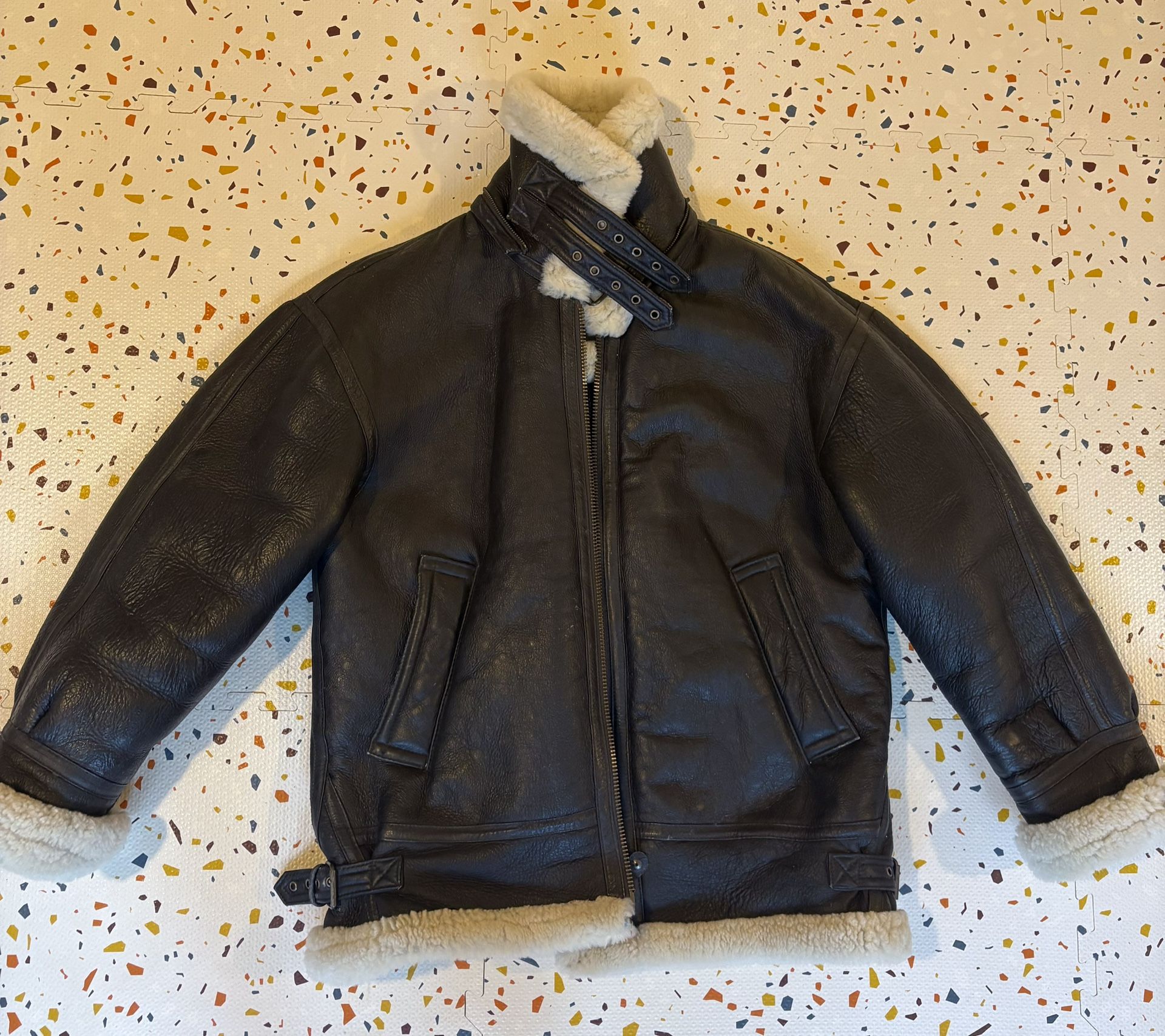 Vintage 90s Brown Leather Bomber Jacket