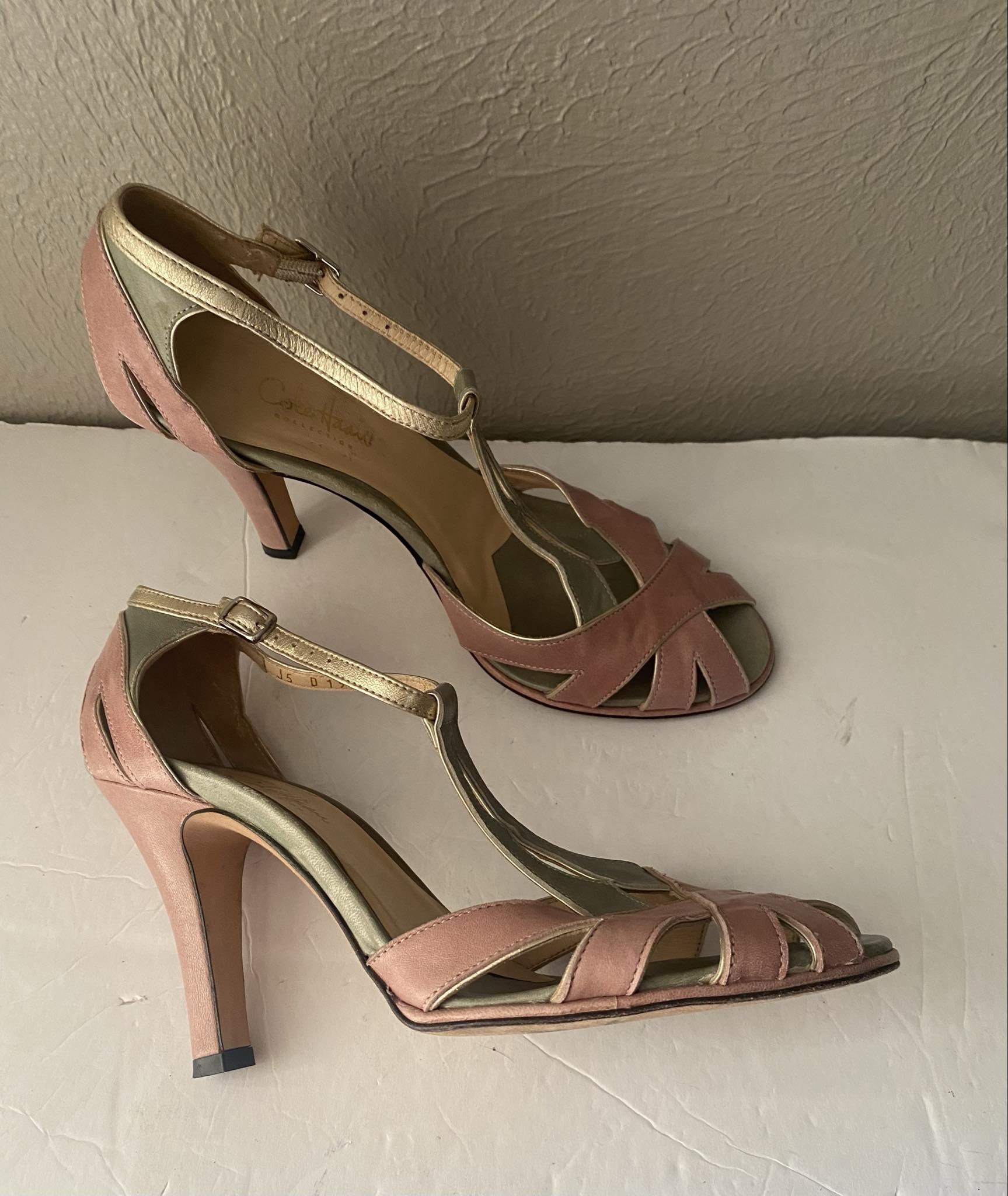 Cole Haan leather Pumps Italy Heels Pink/green Size 7.5