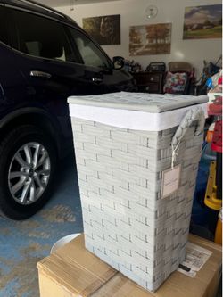 Gray hamper basket