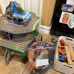Hape Mighty Mountain Mine Train Ser And Extra Wooden Tracks And Trains