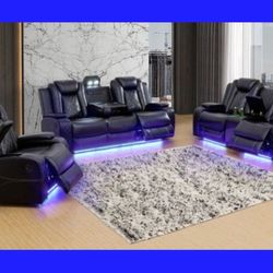 💥FREE DELIVERY💥Brand New POWER, LED, USB  3PC Reclining Sofa Loveseat Chair Set 