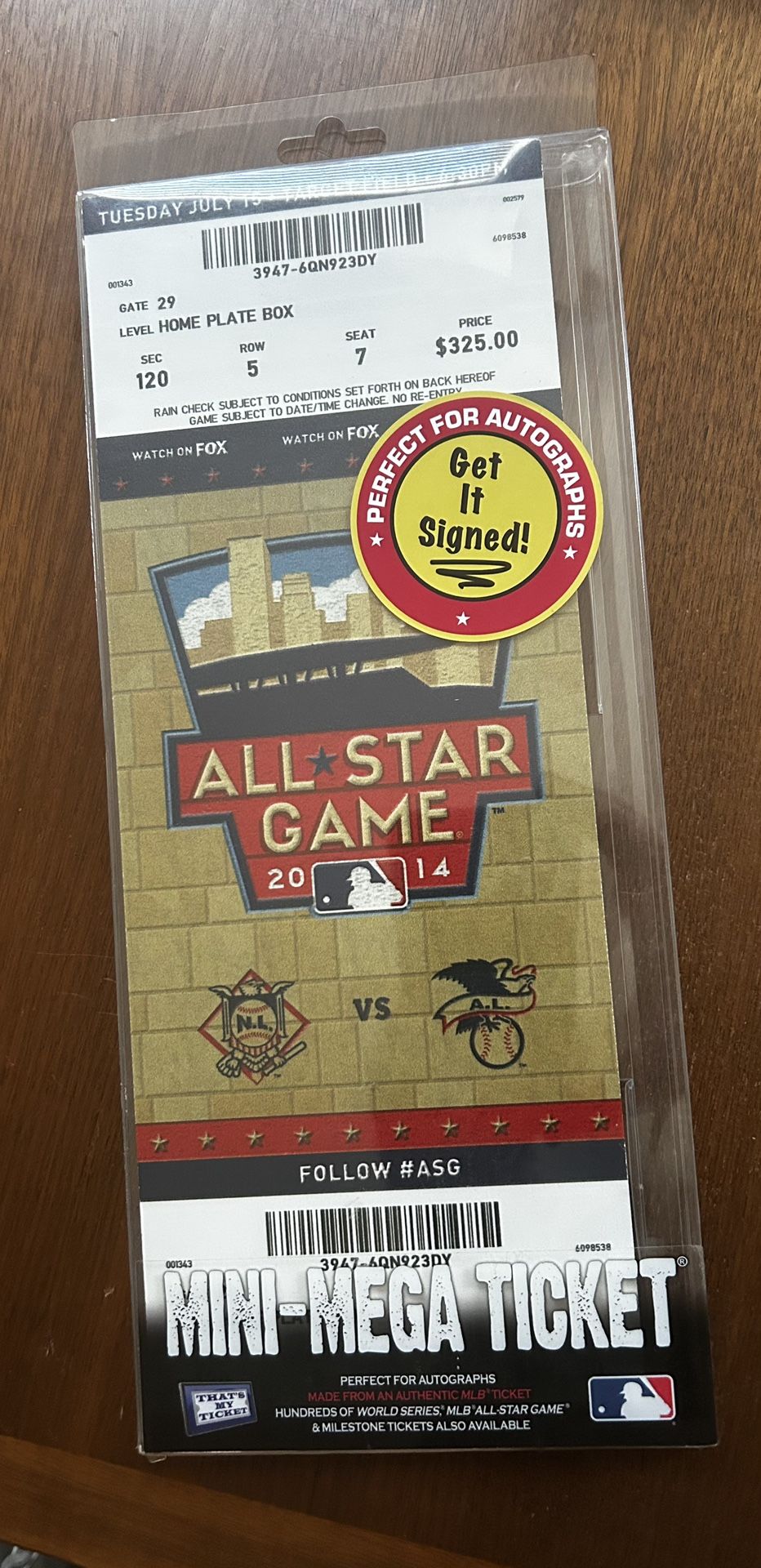 Mini Mega Ticket For 2014 MLB All-Star Game