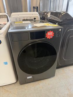 Samsung 5.3 cu ft Bespoke AI Ultra Capacity Stackable Front Load Washer with AI Home and AI OptiWash+ in Dark Steel