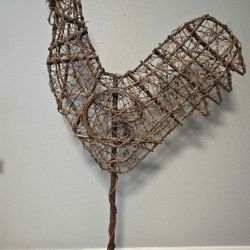35 in Chicken Rooster Twig Sculpture Statue Vine Art Vintage Farm 