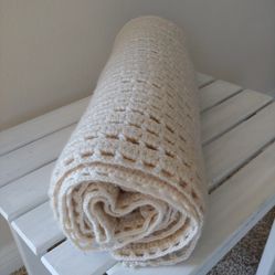 Vintage Cream Handmade Crocheted Blanket