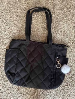 Black Quilted Nylon Tote Bag