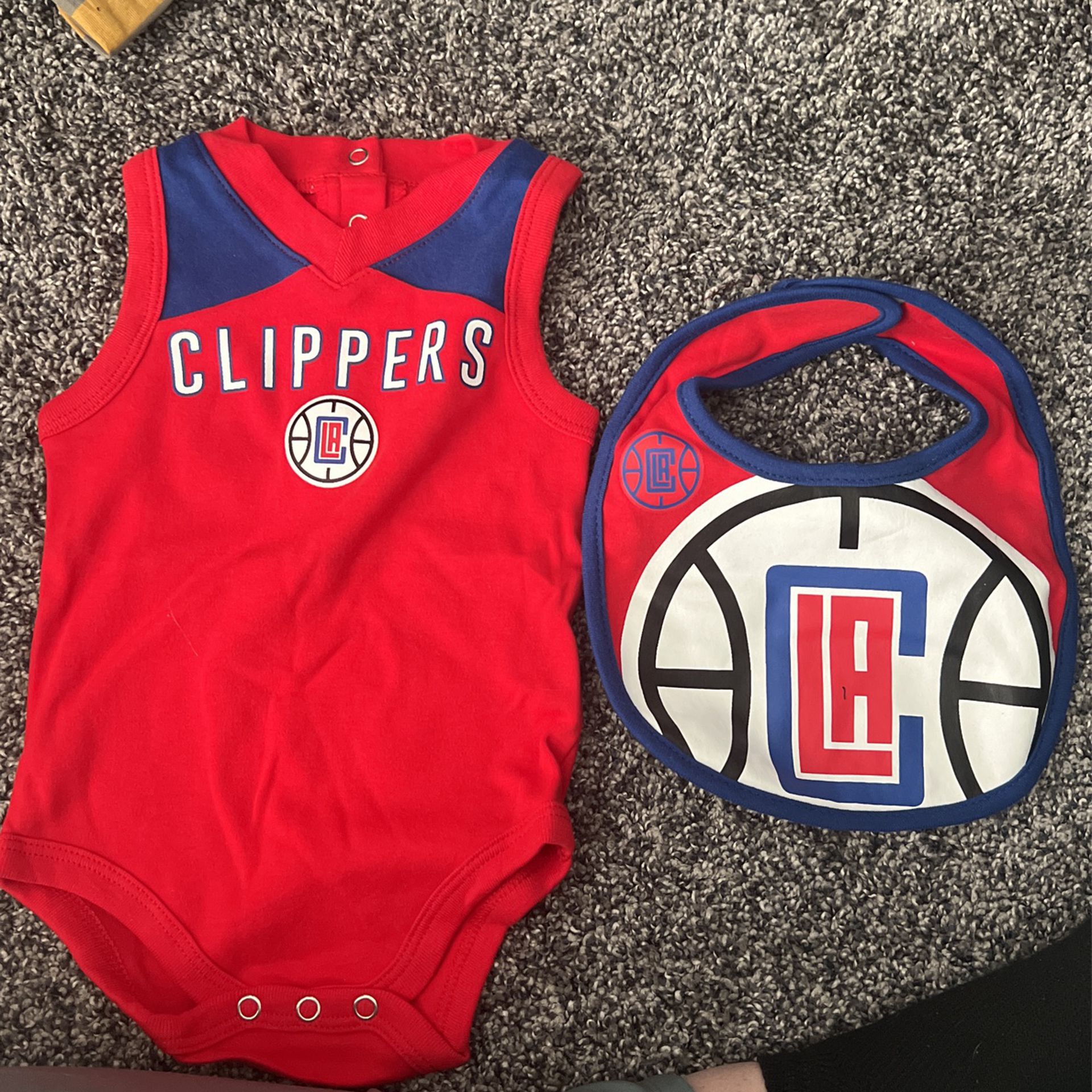 3-6 Months LA Clippers Baby Onesie And Bib 