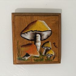 Mushrooms Painted on Wood SMALL 