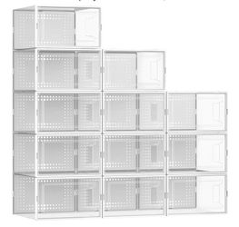 12 Pack Large Shoe Organizer Storage Boxes for Closet