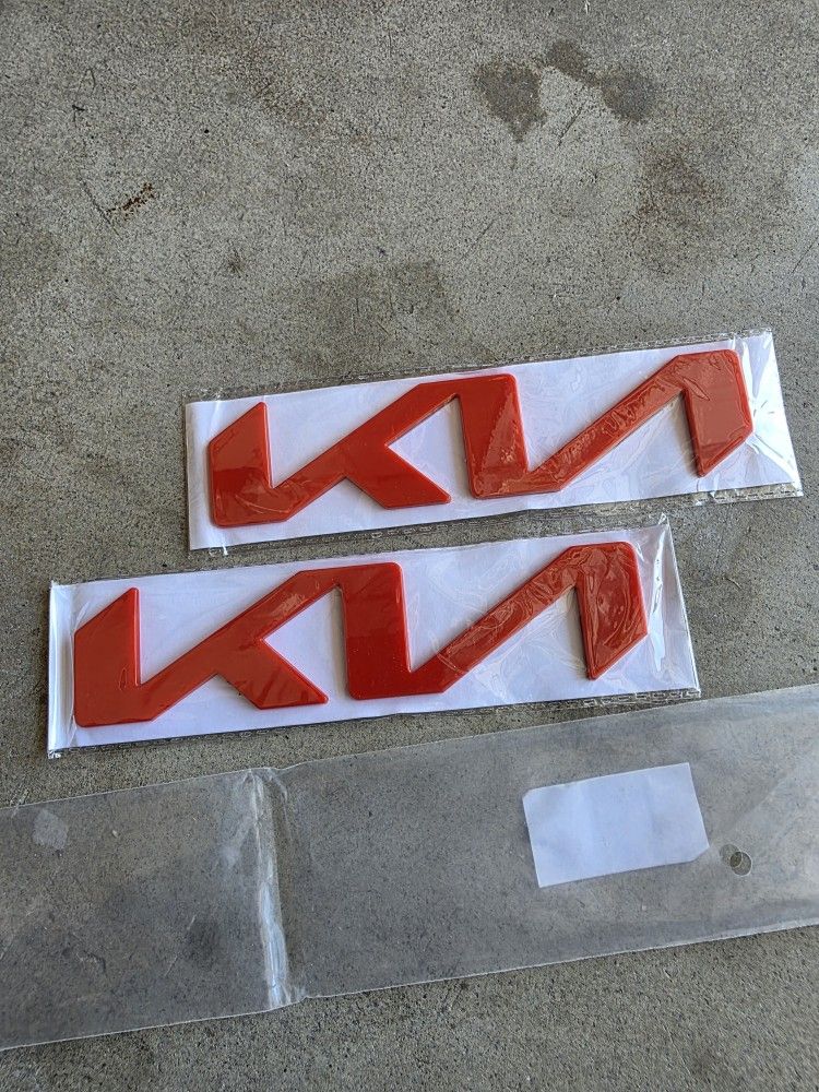 (2) New KIA red Badge Emblems Front Rear Car Suv