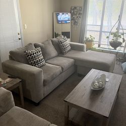 Sofa chase loveseat and dinette sit with a leaf