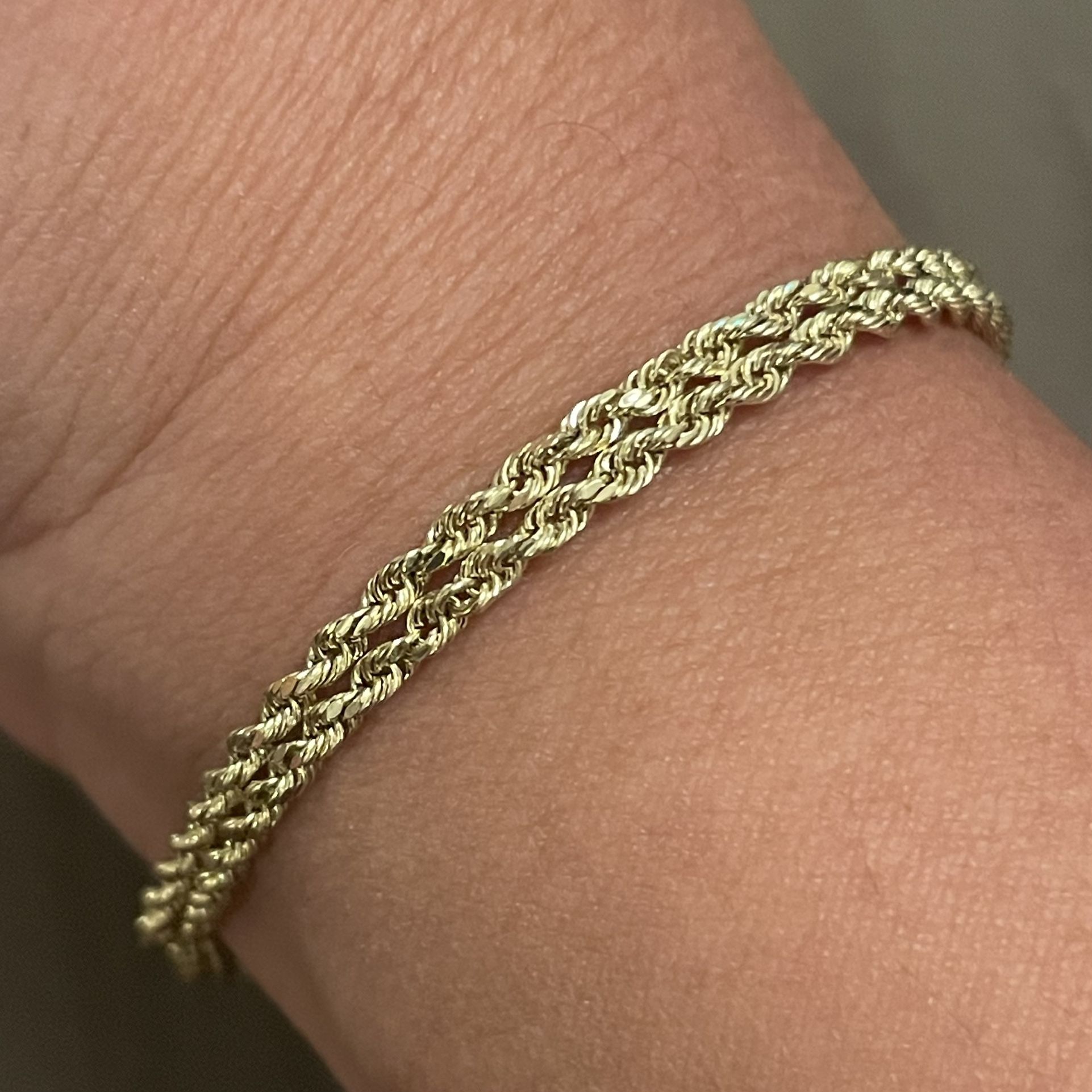 14K Yellow Gold 4MM Double Rope Chain Bracelet