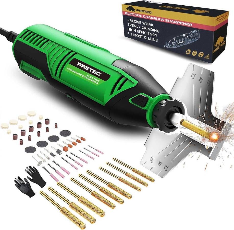 new Electric Chainsaw Sharpener Kit with 54-Piece Accessories - Chain Saw Sharpener Tool - High-Speed Chainsaw Chain Sharpener Kit with Angle Attachme