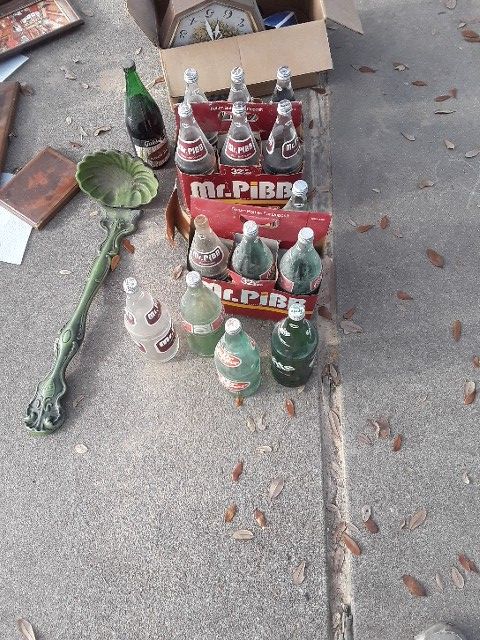 Old coca cola, mr pibb bottles