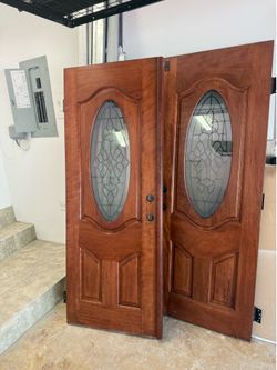 Impact Front Door with Decorative Glass and Frame – Fits 60” x 80”