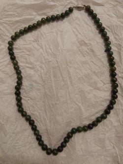 Antique Jade and silver necklace 22in