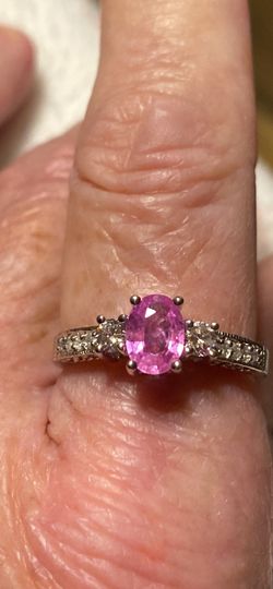 Solid New 14k White Gold Diamond And Pink Sapphire Size 8  Ring  21/2 Ctw 