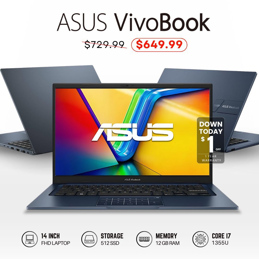 π» ASUS Vivobook 14" FHD Laptop β Only $1 to Take It Home | Save $80 Instantly + 1-Year Warranty