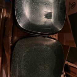 Set Of 12 Emerald Green Glitter Glass Plates